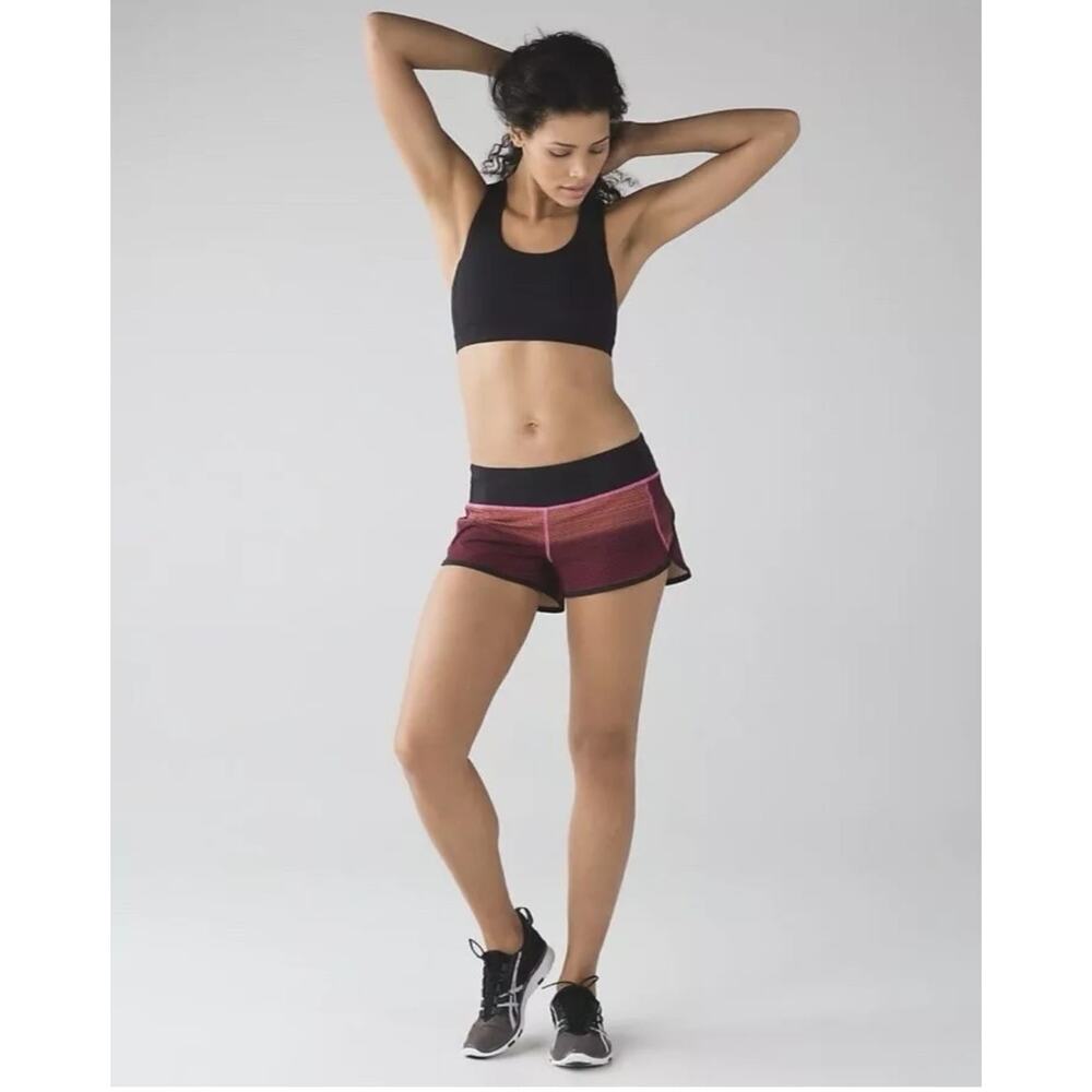Lululemon Women's Speed Short 3" Pink Paradise Black Stripes Shorts Size 6